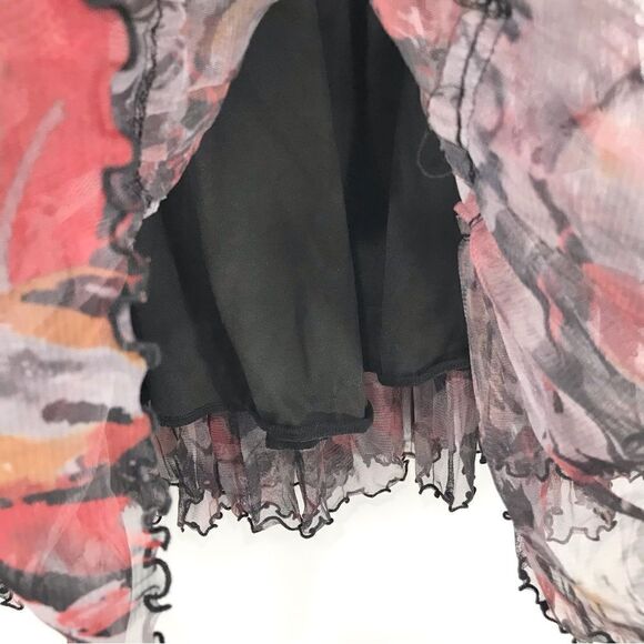 Lapis Dark Floral Whimsigoth Tiered Ruffle Smocked Versatile Halter Dress Skirt - Picture 13 of 16